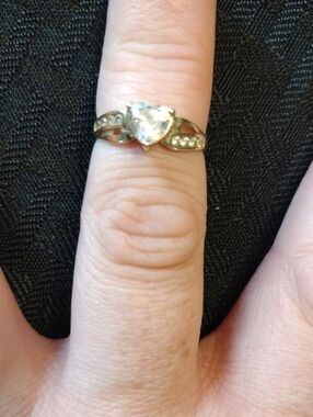 10k Heart-Cut Clear Stone Ring - Women Jewelry